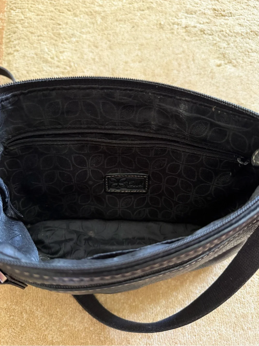 Fossil Black Leather Crossbody Bag